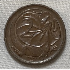 AUSTRALIA 1970 . TWO 2 CENTS COIN . FRILLED NECK LIZARD